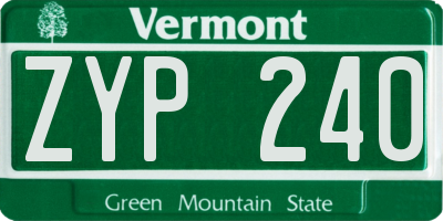 VT license plate ZYP240