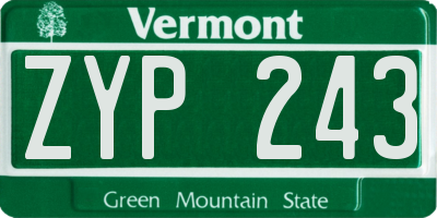 VT license plate ZYP243