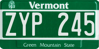 VT license plate ZYP245