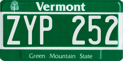 VT license plate ZYP252