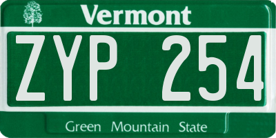 VT license plate ZYP254