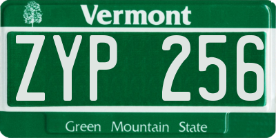 VT license plate ZYP256