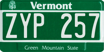 VT license plate ZYP257