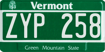 VT license plate ZYP258