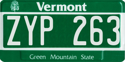 VT license plate ZYP263