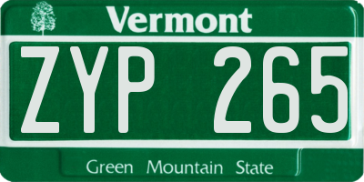 VT license plate ZYP265