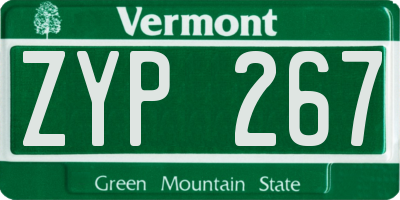 VT license plate ZYP267