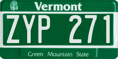 VT license plate ZYP271