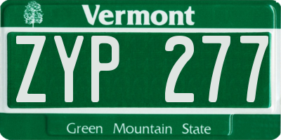 VT license plate ZYP277