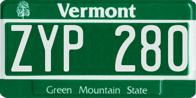 VT license plate ZYP280
