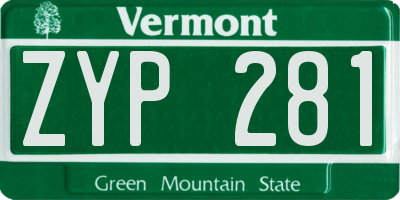 VT license plate ZYP281