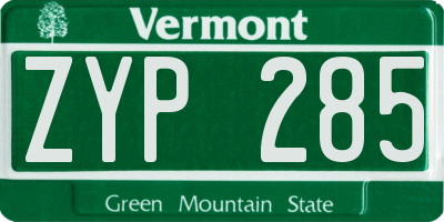 VT license plate ZYP285