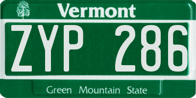 VT license plate ZYP286