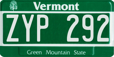 VT license plate ZYP292