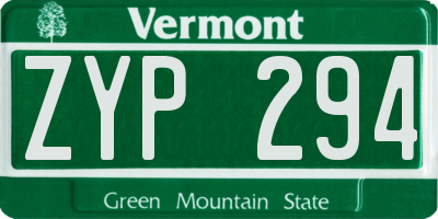 VT license plate ZYP294