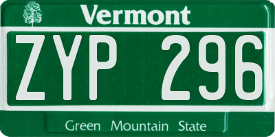 VT license plate ZYP296