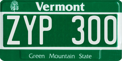 VT license plate ZYP300