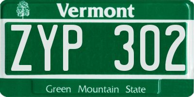 VT license plate ZYP302