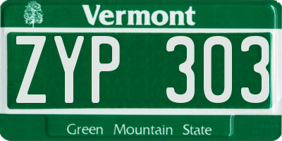 VT license plate ZYP303