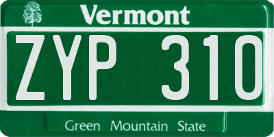 VT license plate ZYP310