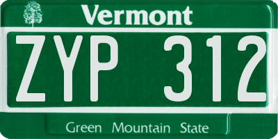 VT license plate ZYP312