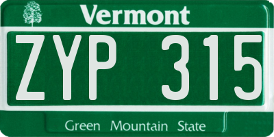 VT license plate ZYP315