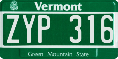 VT license plate ZYP316
