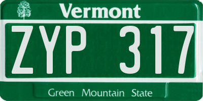 VT license plate ZYP317