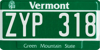 VT license plate ZYP318