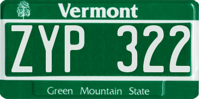 VT license plate ZYP322