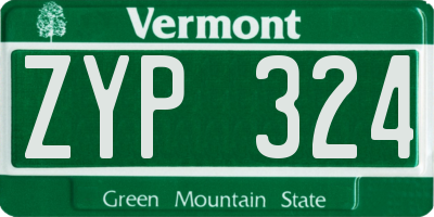 VT license plate ZYP324