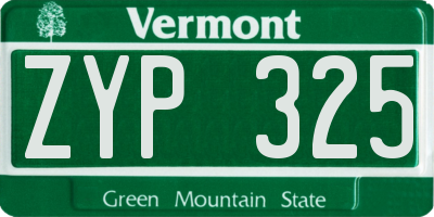 VT license plate ZYP325