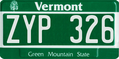 VT license plate ZYP326