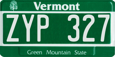 VT license plate ZYP327