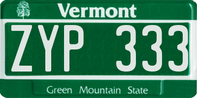 VT license plate ZYP333