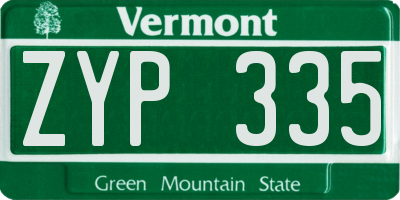 VT license plate ZYP335