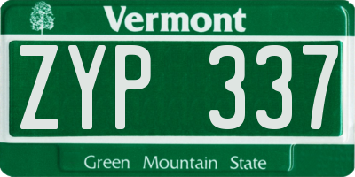 VT license plate ZYP337