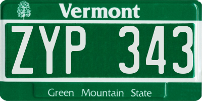 VT license plate ZYP343