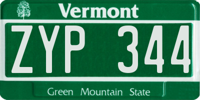VT license plate ZYP344