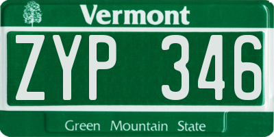 VT license plate ZYP346