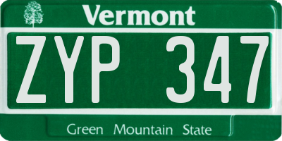 VT license plate ZYP347