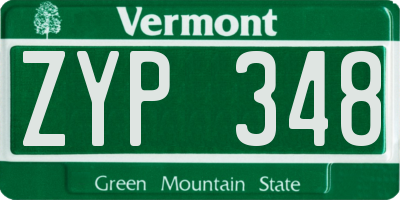 VT license plate ZYP348