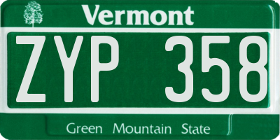 VT license plate ZYP358