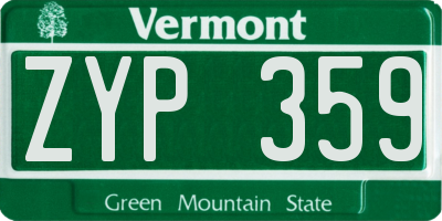 VT license plate ZYP359
