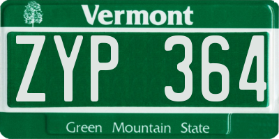 VT license plate ZYP364