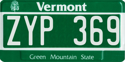 VT license plate ZYP369