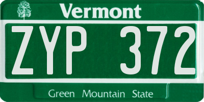VT license plate ZYP372