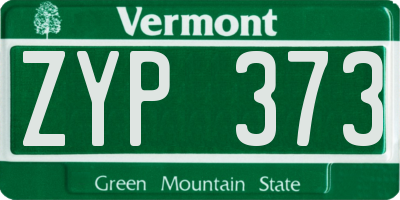 VT license plate ZYP373
