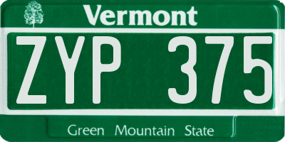 VT license plate ZYP375