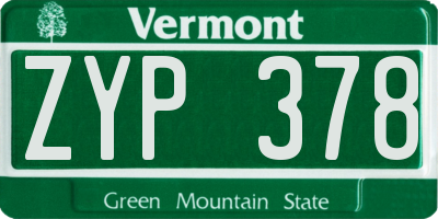 VT license plate ZYP378